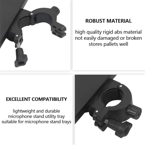 Microphone Stand Tray, Microphone Stand Clamp-On Rack Tray Holder, Universal Sound Card Tray for Live Streaming - size: Small
