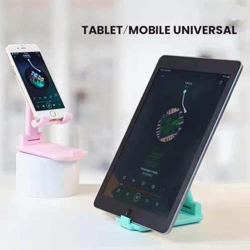 Desktop Phone Holder Stand Phone Support Adjustable Angle Height Cell Phone Stand Universal for iPhone 17 16 15 14 13 pro max，All Smart Phones (Black) - color: Black