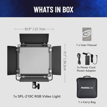 Mettlelite SPL210C RGB LED Video Light with APP Control, 360 Full Color RGB Panel, 2800K-8000K, CRI/TLCI 97+, 10 Scenes, Professional Photography Studio Lighting for YouTube/Stream/Photo/Video - size: SPL210C - 1 Light