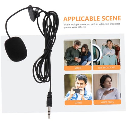 5Pcs Professional Clip-On Lavalier Microphones, Compact Black Wired Microphone Set for Live Broadcast, Phone, Camera, Teaching, Interview, and Tour Guide Use