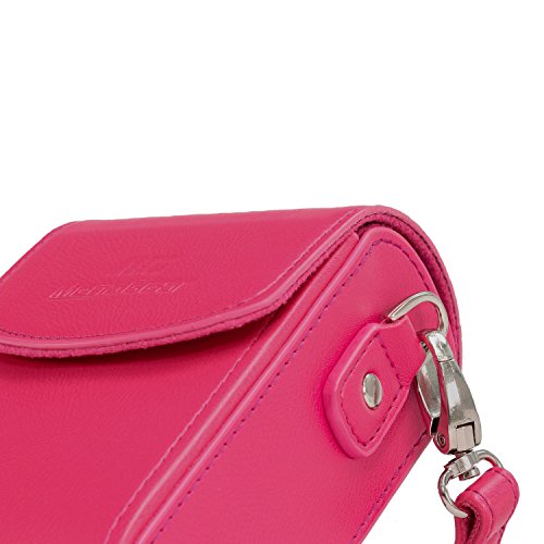 MegaGear Leather Camera Case with Strap compatible with Canon PowerShot G7 X Mark III, G7 X Mark II, G7 X - MG1255, Hot Pink - color: Hot Pink