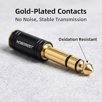 MOBOREST 1/4'' (6.35mm) Male TRS Plug to 1/8'' (3.5mm) Female Socket Stereo Audio Jack Pure Copper Adapter for Headphone, Amp, Adapte - Black 1PCS - color: BLACK-1PCS