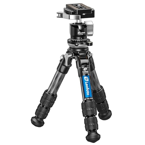 Carbon Fiber Mini Tabletop Tripod with Leveling Base for Camera, Aluminum 360° Rotating Ball Head with 1/4" QR Plate for DSLR/Phone Holder/Projector, Convertible 1/4" & 3/8" Screw, Max Load 11.4LB - color: LS-223CEXX+LH-25LR: with 25LR Ball Head