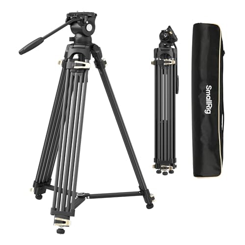 SmallRig AD-01S Video Tripod, 74" Heavy Duty Tripod with Pan and Tilt Fluid Head, Dual-Mode Quick Release Plate, Load up to 13.2lb / 6kg for DSLR, Camcorder, Cameras - style: AD-01S