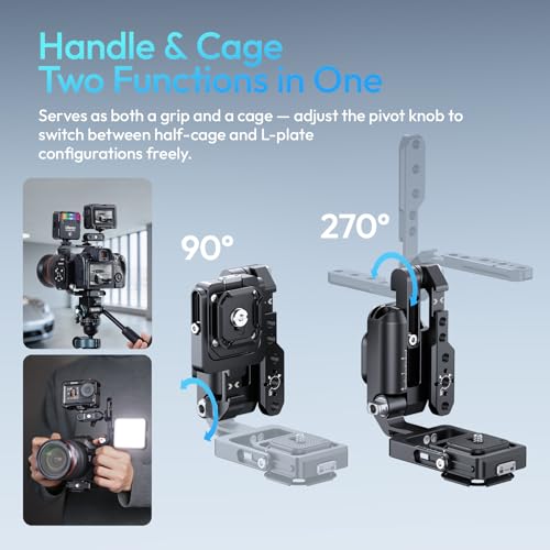 ULANZI XJ01 Uka Universal Foldable Camera Cage & Stablizer, 2-in-1 Portable Top Handle Grip & Quick Release Half Cage w NATO Rail, ARRI Loc, Cold Shoe f Mirrorless Cameras Phone Gimbal Tripod - Black