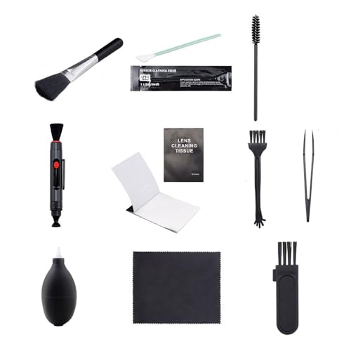 Camera Lens Cleaning Kit, 10Pcs, Optical Len Clean Tools | Lens Brush Pen, Air Blower, Microfiber Cleaning Cloth, Soft Brush, For Sony Canon Nikon Pentax Sony DSLR
