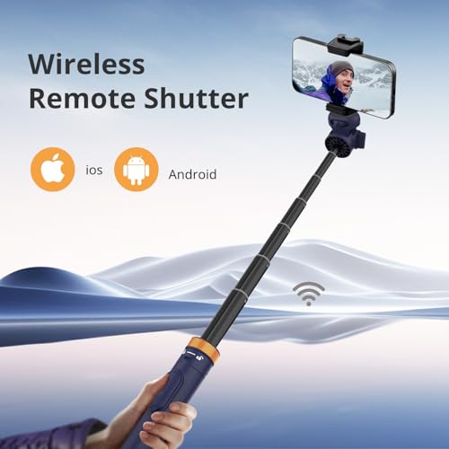Sensyne 72" Phone Tripod, Extendable Selfie Stick with Detachable Phone Holder Compatible with All Cell Phones/Camera Blue - color: Blue