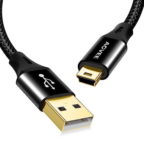 AGVEE 2 Pack 1ft Mini USB Cable, Durable USB-A to Mini-B Data and Charger | For TI-84 Calculator, Garmin GPS, Go-Pro Hero 4 3 2 HD, PS3 Controller, Canon Nikon Camera, Blue Yeti Microphone, - color: Black, size: 1ft+1ft