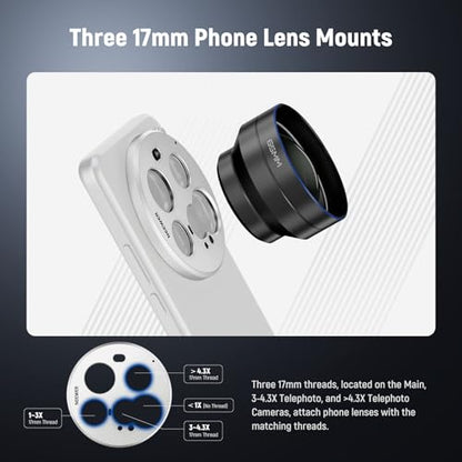 NEEWER 15 Ultra Lens Backplate, Aluminum Alloy 17mm Thread Phone Lens Adapter Holder for Main & Telephoto Cameras, Compatible with Xiaomi 15 Ultra Original Phone Case, PA111 (Silver) - style: Backplate for 15 Ultra/Silver