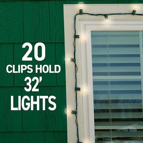 Command Outdoor Light Clips, 20 Clear Clips and 24 Command Strips, Damage-Free Hanging Back to School Decorations with Weather Resistant Strips, Wall Clip for Hanging Outdoor Lights and Cable - size: 20 Clips