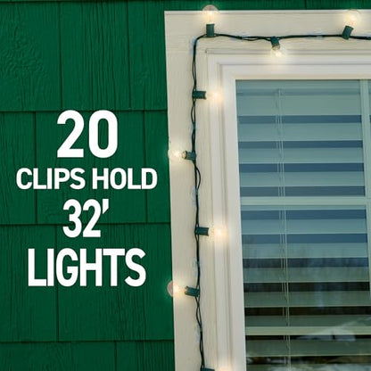 Command Outdoor Light Clips, 20 Clear Clips and 24 Command Strips, Damage-Free Hanging Back to School Decorations with Weather Resistant Strips, Wall Clip for Hanging Outdoor Lights and Cable - size: 20 Clips