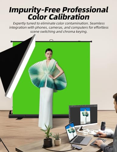 78.7 x 82.7in Large Collapsible Green Screen Backdrop,Portable Retractable Photo Background Chroma Key Panel with Stand Photography Backdrops for Video Conference,Photographic Studio,TikTok