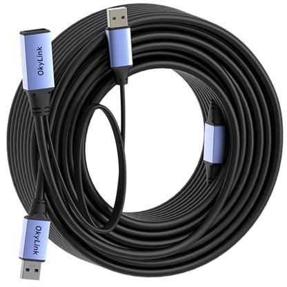 OkyLink Active USB 3.0 Extension Cable A to A, Male to Female 65ft | 20m, 3.2 Gen1, with Power Cable, 5Gbps, Plug and Play,for Professional, Industrial Printer - color: USB3.0(5Gbps), size: 65ft (20m)