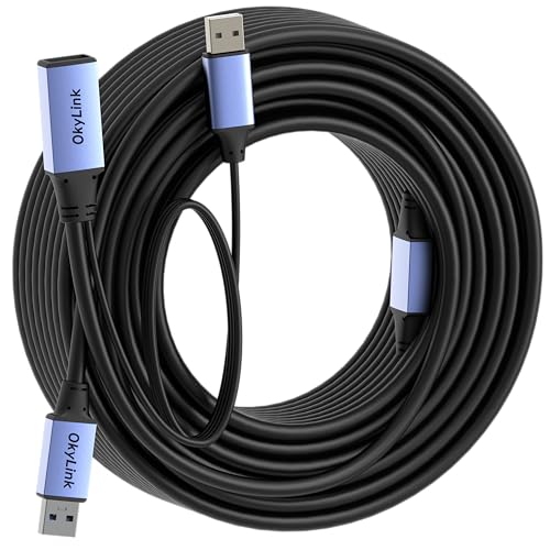 OkyLink Active USB 3.0 Extension Cable A to A, Male to Female 65ft | 20m, 3.2 Gen1, with Power Cable, 5Gbps, Plug and Play,for Professional, Industrial Printer - color: USB3.0(5Gbps), size: 65ft (20m)