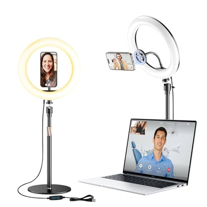 Desk Ring Light with Magnetic Phone Stand for Zoom Meetings, Ring Lights for Video Recording, 10" Laptop Light for Video Conferencing, Home Office, Streaming, YouTube, Webcam, Camera