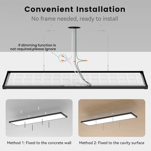 AIKVSXER 18Pack 1x4 LED Flat Panel Light, 6500LM Ultra-Bright, 30-50W Black | 3000K-6500K Adjustable, 0-10V Dimming, AC120-277V, Slim Surface Mount Ceiling Light for Office, Home, Garage - color: Black, size: 1x4ft-18P