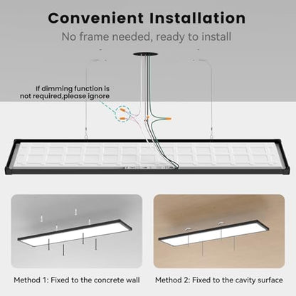 AIKVSXER 1Pack 1x4 LED Flat Panel Light, 6500LM Ultra-Bright, 30-50W Black | 3000K-6500K Adjustable, 0-10V Dimming, AC120-277V, Slim Surface Mount Ceiling Light for Office, Home, Garage - color: Black, size: 1x4ft-1P