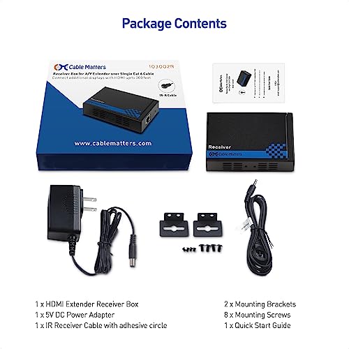Cable Matters Receiver Box for Wall Mount HDMI Extender with TCP/IP - Up to 300 Feet, 1080P, 1-to-Many Setup (Model: 103002R), Compatible with Model: 103002 - style: Additional Receiver