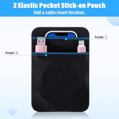 Portable Hard Drive Sleeve 2-Pocket Stick on Pouch with Reusable Adhesive SSD Hard Drives Carrying Case Computer Accessories Pouch Holder for Most Laptop External Solid State Drive Mouse USB Cable - color: black