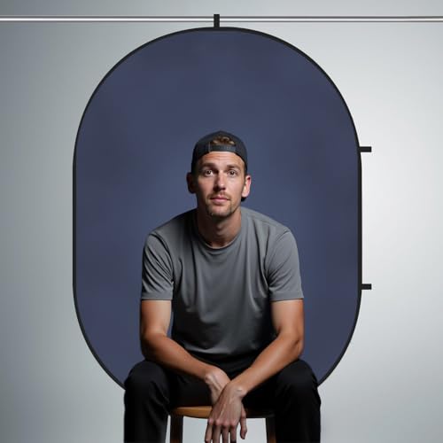 Kate 5x6.5ft(1.5x2m) Collapsible Backdrop Grey Blue Texture Pop up Reversible Photography Backgrounds for Zoom Video Meetings