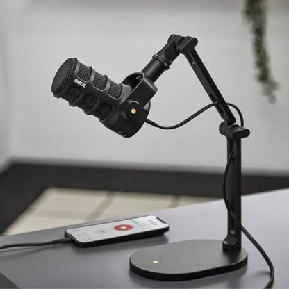 Rode PodMic USB Dynamic Broadcast Microphone Bundle with Rode DS2 Desk Stand and Microphone Accessory Kit — USB-C and XLR Connectivity, Podcast and Streaming Ready