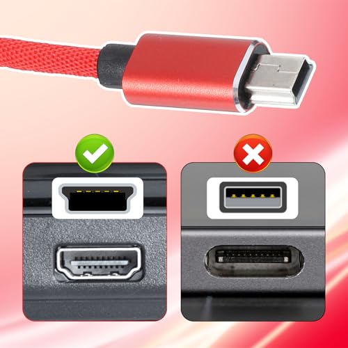 2 Pcs Mini USB OTG Cable Adapter for Digital Cameras USB A Female to Mini USBs B 5-pin Male Converter Connector Braided Cable Connector for Data Transfer (Black and Red)