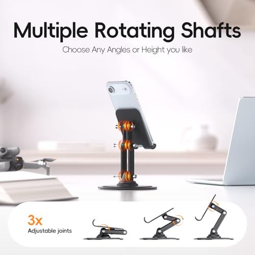 Adjustable Phone Stand for Desk, 360° Rotating Foldable Mobile Phone Holder, Sturdy Office Desk Accessories for All iPhone & Samsung Galaxy Models - color: Desktop Phone Holder