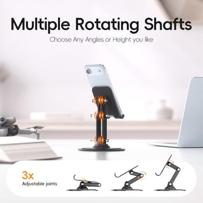 Adjustable Phone Stand for Desk, 360° Rotating Foldable Mobile Phone Holder, Sturdy Office Desk Accessories for All iPhone & Samsung Galaxy Models - color: Desktop Phone Holder