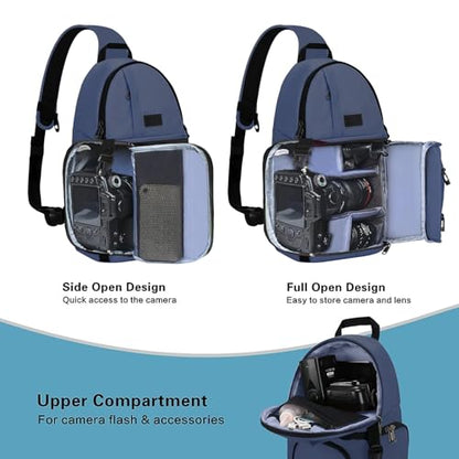 MOSISO Camera Sling Bag, DSLR/SLR/Mirrorless Camera Case Shockproof Photography Camera Backpack with Tripod Holder & Removable Modular Inserts Compatible with Canon/Nikon/Sony/Fuji, Steel Blue - color: Steel Blue