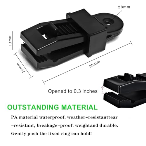 Tarp Clips Heavy Duty Lock Grip, 60Pcs Tarp Clip, Multipurpose Fix Tarp Clamps for Awnings, Camping Tent, Caravan Canopies, Shade Cloth & Tarp Tie Down Clips (60PCS-Black) - color: 60pcs-black