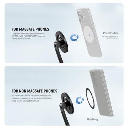 NEEWER Magnetic Neck Holder for Action Camera & Phone, Hands Free Tripod Chest Mount Compatible with GoPro DJI Insta360 Magsafe iPhone Android, Phone Holder for Video Recording POV Vlog, GP16 - style: GP-16(Black)