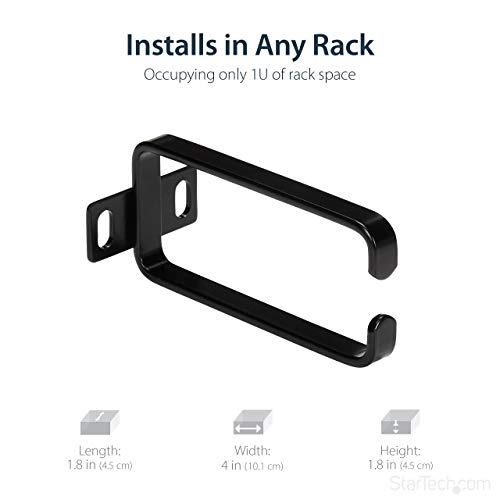 StarTech 1U Vertical 1.8 x 3.9in Cable D-Ring Hook for Racks (CMHOOK1UN) | 4.5 x 10cm steel ring, Fits 2 and 4-post 19in and 10in racks, Wide front opening, EIA RS-310-D, Reduces strain - size: 1.8 x 3.9in, style: 1U Vertical Single Unit Sm