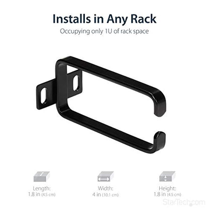 StarTech 1U Vertical 1.8 x 3.9in Cable D-Ring Hook for Racks (CMHOOK1UN) | 4.5 x 10cm steel ring, Fits 2 and 4-post 19in and 10in racks, Wide front opening, EIA RS-310-D, Reduces strain - size: 1.8 x 3.9in, style: 1U Vertical Single Unit Sm