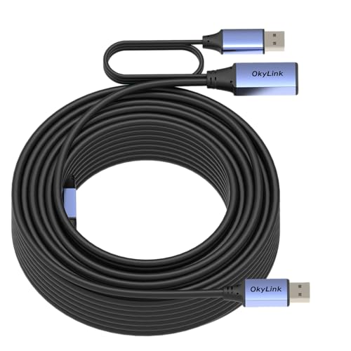 OkyLink Active USB 2.0 Extension Cable A to A, Male to Female 65ft(20M) | 480Mbps Signal booster cord, compatible with printer, mouse, keyboard, scanner, camera - size: 65ft (20m)