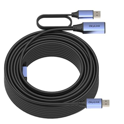 OkyLink Active USB 2.0 Extension Cable A to A, Male to Female 65ft(20M) | 480Mbps Signal booster cord, compatible with printer, mouse, keyboard, scanner, camera - size: 65ft (20m)