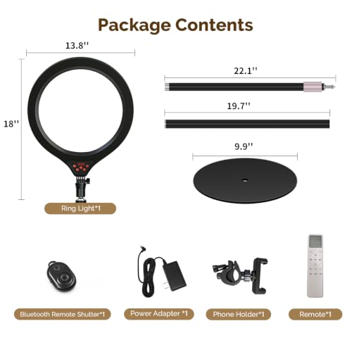 ShowMaven 14" Full Screen Ring Light with Adjustable Stand, Studio LED Ring Light with Phone Holder & 58" Stand, Selfie Light with Remote for Video Photography, TikTok, YouTube, Live Stream