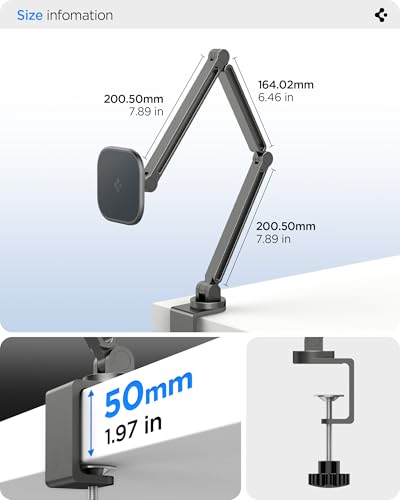 Spigen OneTap Clamp Tablet Stand Designed for All iPad/Pro/Air/Mini Models Compatible with 8.3" / 10.9" / Pro 11" / 12.9" / 13" Premium Adjustable Multi-Angle Magnetic Stand - Space Gray - size: Clamp Tablet Stand