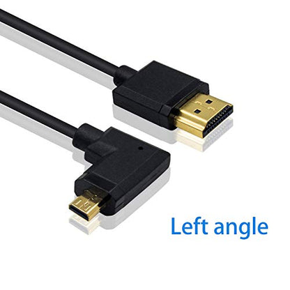 Duttek 4K Micro HDMI to HDMI Coiled Cable 1Ft-4FT, Extreme Slim Left Angled 90 Degree HDMI to Micro HDMI Cable for 1080P, 4K, Ultra HD, 3D Black - size: Left Angled