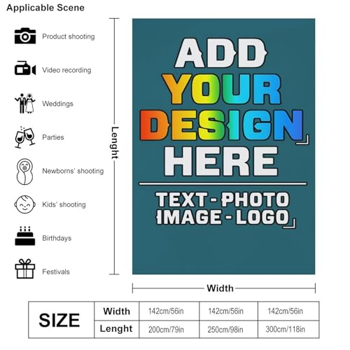 Custom Photography Cloth Design Your Own Photo Logo Text Personalized Backdrops Non-Reflective Non-Penetrating Photoshoot Background Screen Portrait Studio Photobooth Drops 56 X 79 Inches, Blue-Green - color: Blue-Green, size: 56"×79"