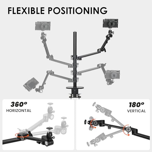 TARION Modular Desktop Camera Mount - 19"/48 cm DSLR Desk Arm with 1/4" Screw Ballhead 360 Degrees Adjustable - Compatible with 35 mm Rods - Titanrig Arm Z - size: Arm Z (Camera)