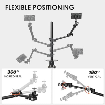 TARION Modular Desktop Camera Mount - 19"/48 cm DSLR Desk Arm with 1/4" Screw Ballhead 360 Degrees Adjustable - Compatible with 35 mm Rods - Titanrig Arm Z - size: Arm Z (Camera)