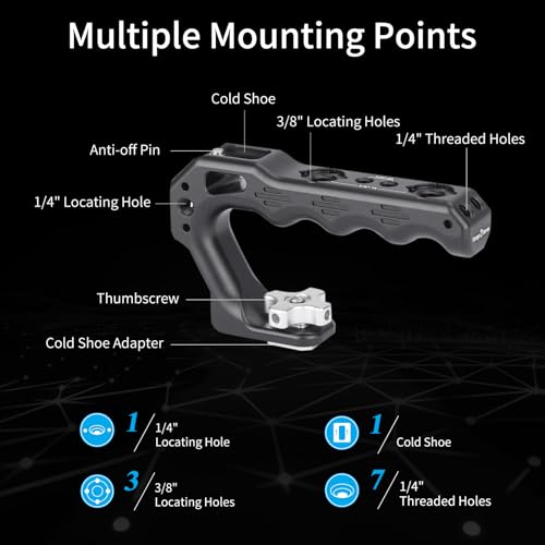 Nitze Cold Shoe Top Handle, Mini Ergonomic Camera Top Handle with Built-in Anti-Off Cold Shoe for DSLR and Mirrorless Cameras (Lil Stinger II Series) - PA28M-D3