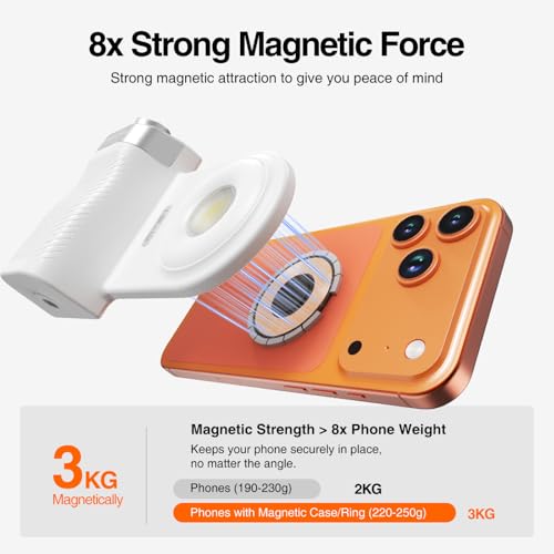 Phone Flash Fill Light, Magnetic Attachment for Mobile Phones, Built-in Handle with Focus Knob, Portable LED Light Phone Photography, Vlog & Live Streaming