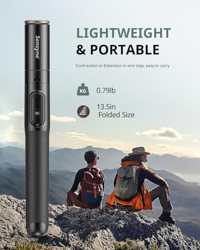 Sensyne 68" Phone Tripod & Selfie Stick, Lightweight All in One Phone Tripod Integrated with Wireless Remote Compatible with All Cell Phones for Selfie/Video Recording/Photo/Live Stream/Vlog（Black） - size: 68in