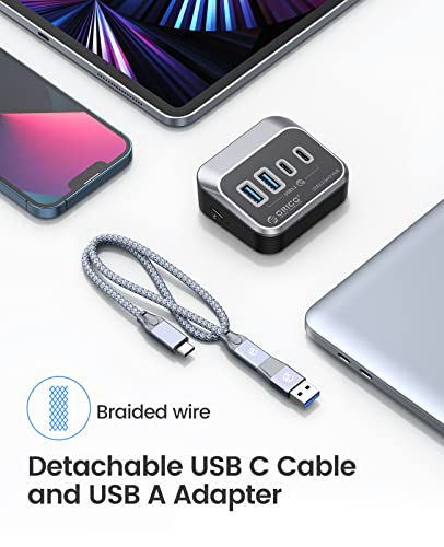 ORICO USB Hub 10Gbps with 2 USB A Ports+2 USB C Ports, USB 3.2 Gen 2 Hub with 1.64Ft USB-C Cable and USB-A Adapter USB Splitter for iMac, MacBooks, Mac mini - size: 1.64Ft