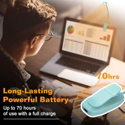 KTEBO 2 Pack Rechargeable Book Light Clip-On Reading Light for Books in Bed | 9 eye-friendly modes from 3 color temperatures and 3 brightness, USB-C up to 30 hrs - Black & Blue - color: Black & Blue