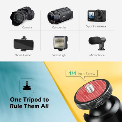 Zeadio Metal Mini Tripod + Ball Head Mount, with 1/4 Inch Screw Desktop Tabletop Stand Tripod, Fits for Smooth 4, Osmo Mobile, Vimble 2, Gimbal Handle Grip Stabilizer and All Cameras