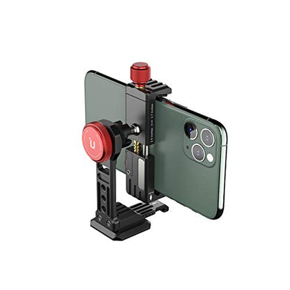 Cell Phone Tripod Mount, ULANZI ST-14 Smartphone Tripod Mount Adapter Aluminum with Cold Shoe, 360° Cell Phone Stand Holder Clamp for iPhone17 16 15 14 13 12 11 Max Pro iPhone X XR Xs 6 7 Plus