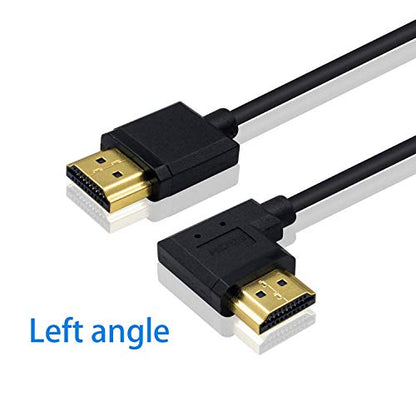 Duttek 4K Coiled Short HDMI Cable 1FT-4FT, Left Angled 90 Degree HDMI Male to Male Cable Extreme Thin/Samll for 3D and 4K Ultra HD TV Stick - size: Left Angled Male to Male 4FT/1.2M