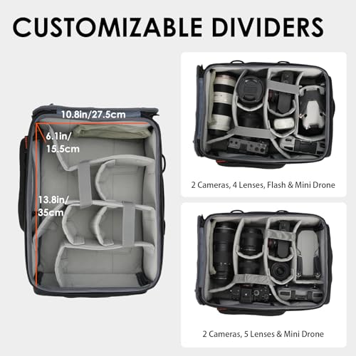 TARION Medium Camera Insert Bag Quick Access DSLR Inner Case Organizer M | Fits 2 Cameras 7 Lenses Drone Gear, Full Back Opening, Framed Top Lid, Protective Insert Cube, 14.6x11x6.7" ShellCore M - style: M (2 Cameras 7 Lenses)